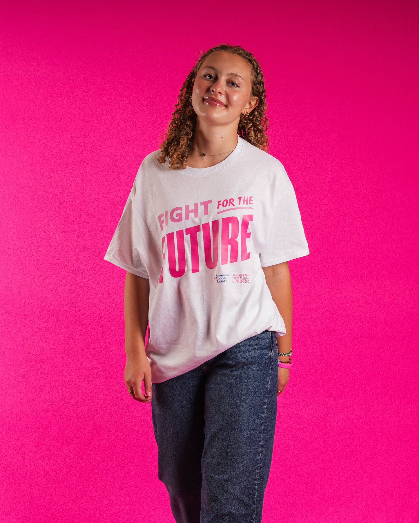 Unisex Real Kids Wear Pink Fight for the Future T Shirt