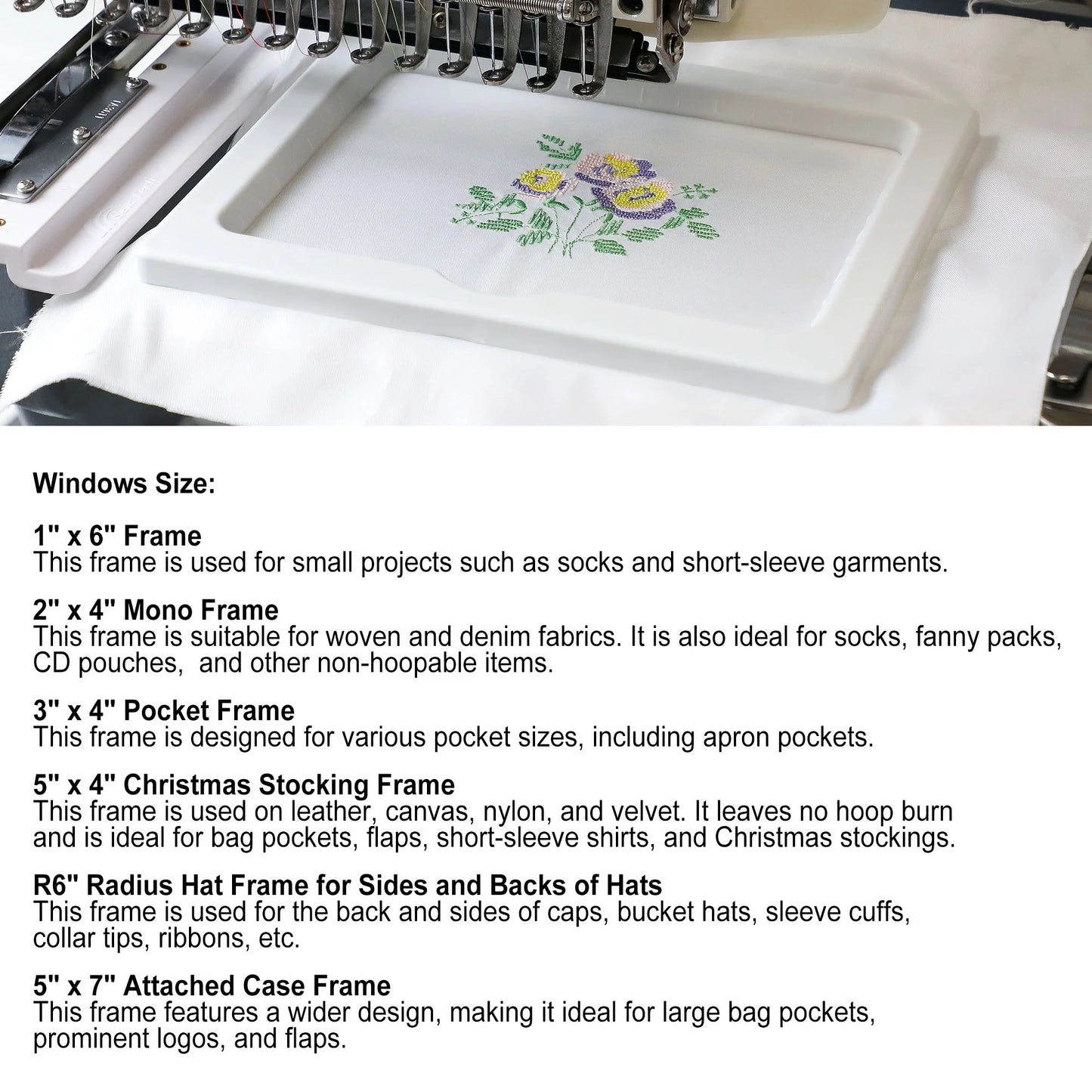6-in-1 Magnetic Quick Frame Hoop Kit for Embroidery Machines