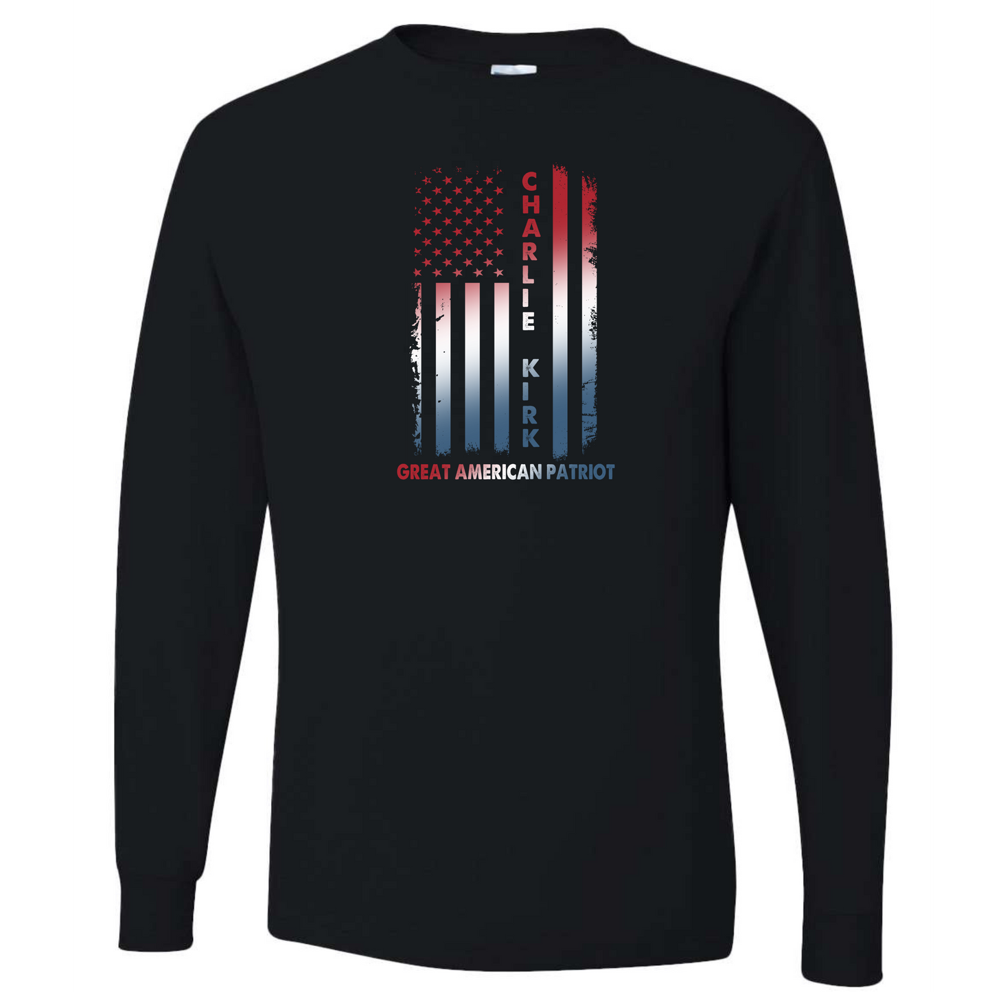 Charlie Kirk Justice Flag T Shirt Long Sleeve or Hoodie