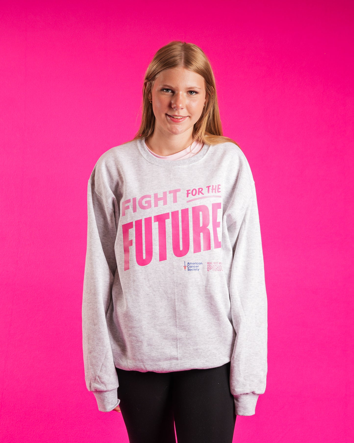 Unisex Real Kids Wear Pink Fight for the Future Crewneck Sweatshirt