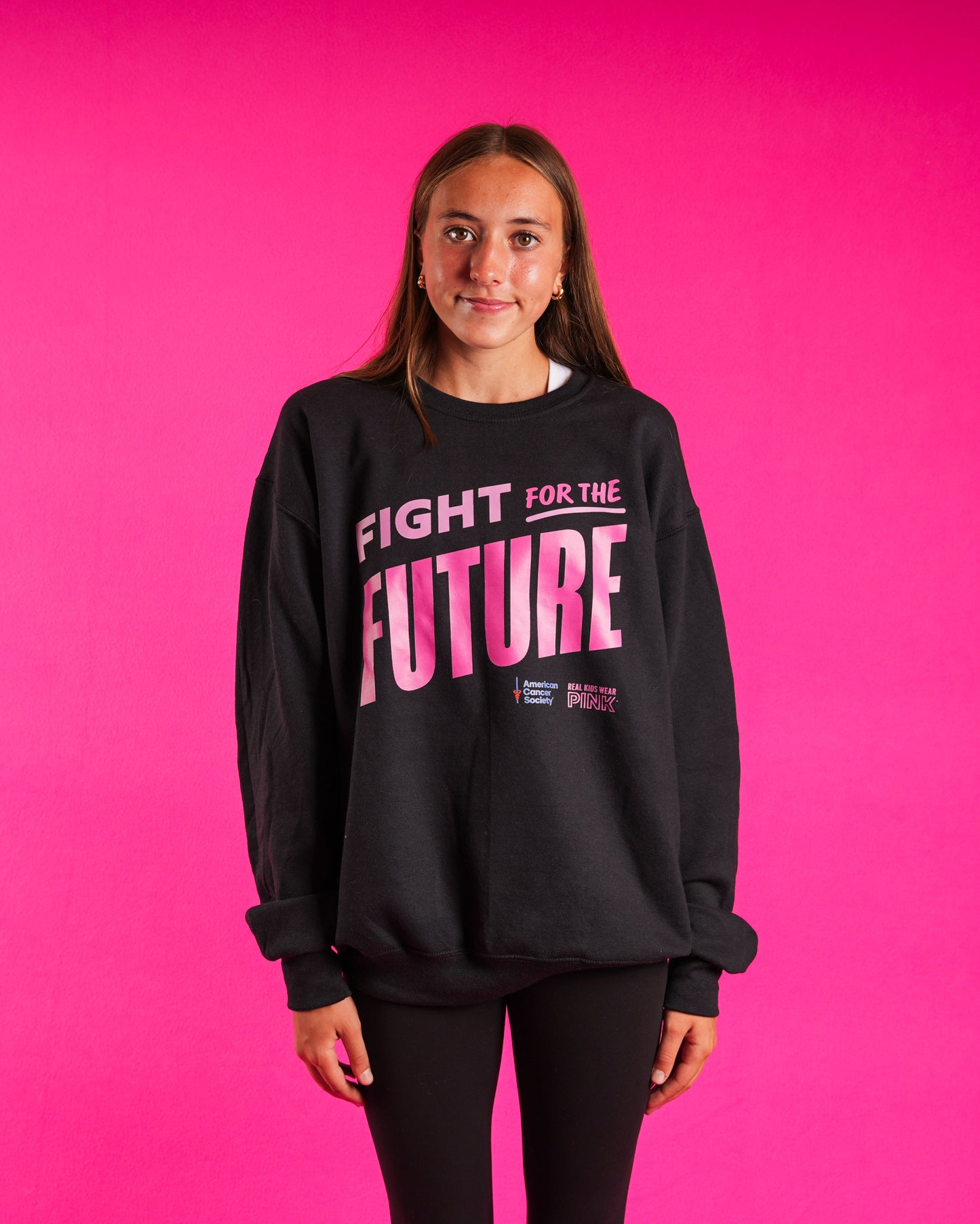 Unisex Real Kids Wear Pink Fight for the Future Crewneck Sweatshirt