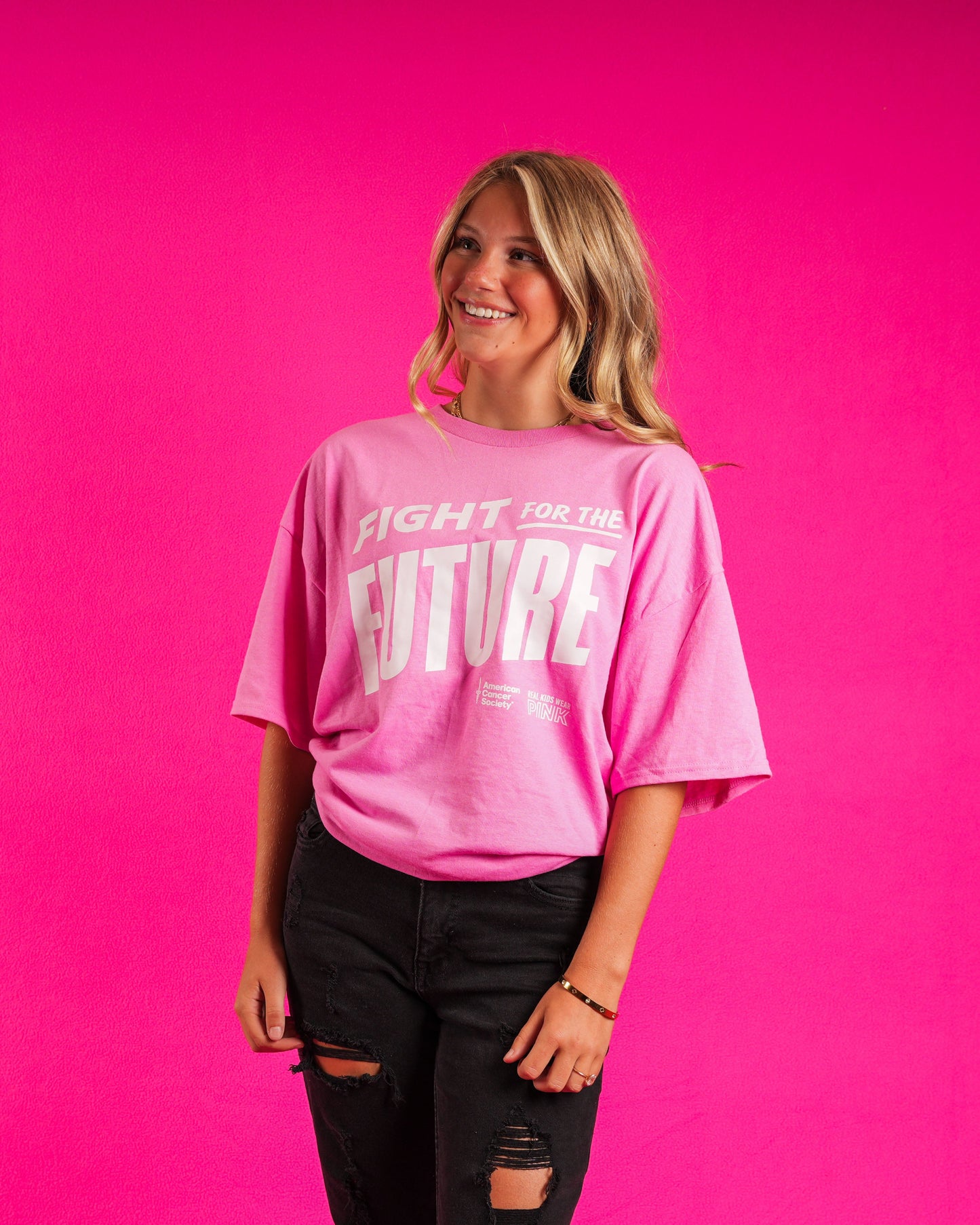 Unisex Real Kids Wear Pink Fight for the Future T Shirt