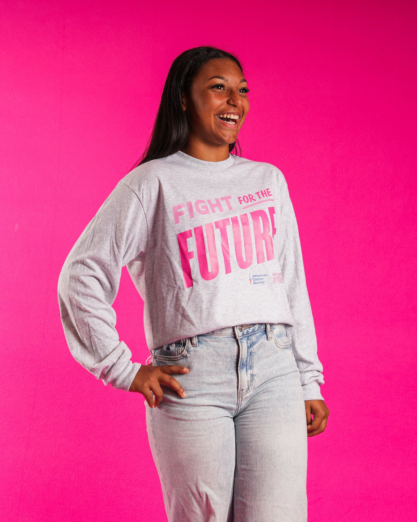 Unisex Real Kids Wear Pink Fight for the Future Long Sleeve T Shirt