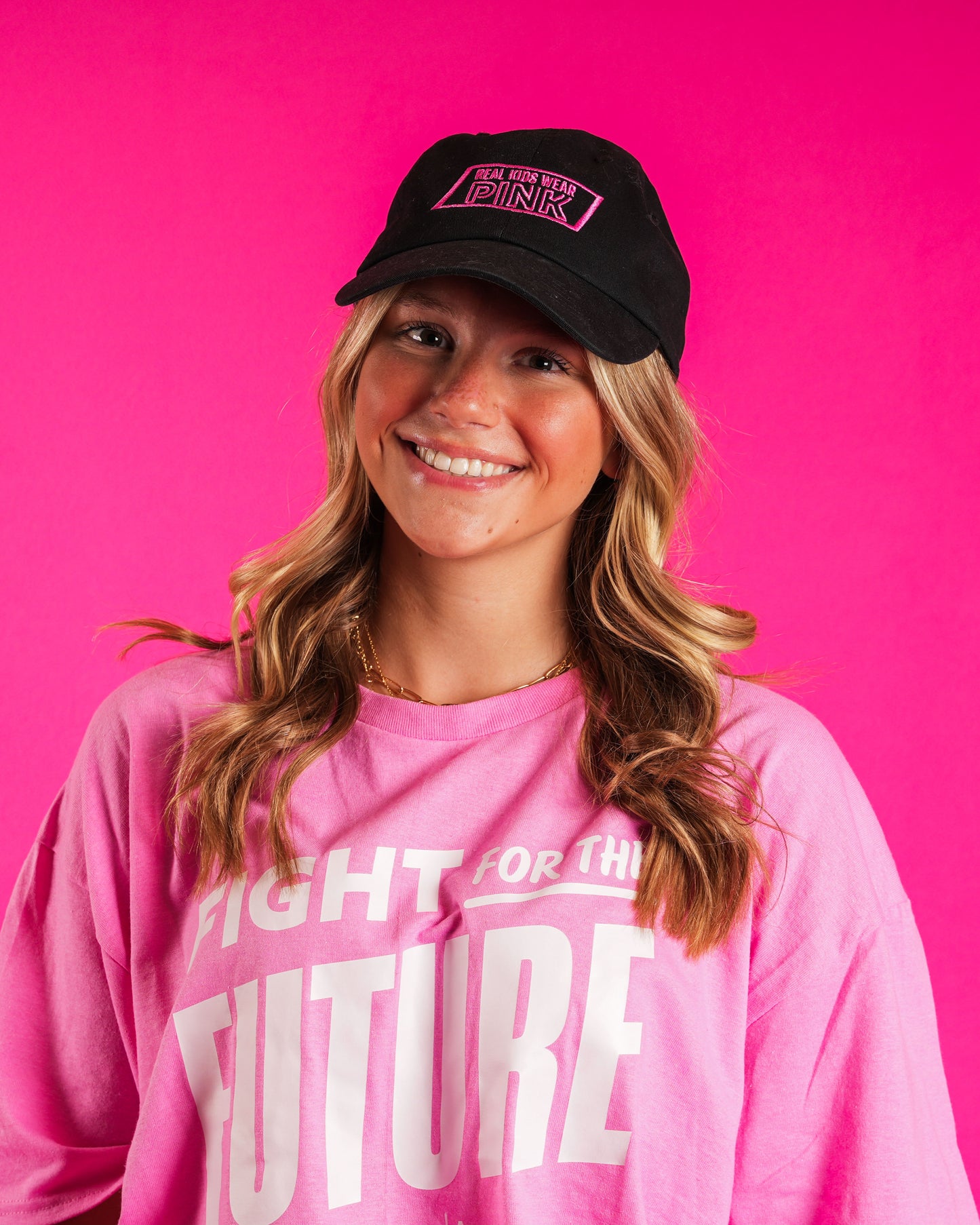 Real Kids Wear Pink Fight for the Future Embroidered Unstructured Dad Cap