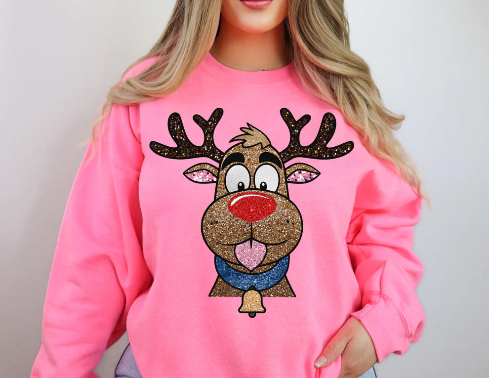 Glitter Rudolph (faux glitter) – Capital Region Embroidery