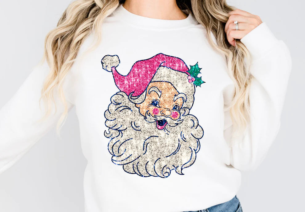 Glitter Santa Pink(faux)