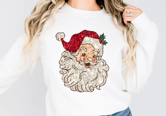 Glitter Santa Red (faux)