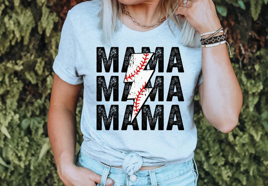 Mama Baseball Lightning Bolt