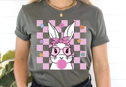 White Bunny Pink Checker